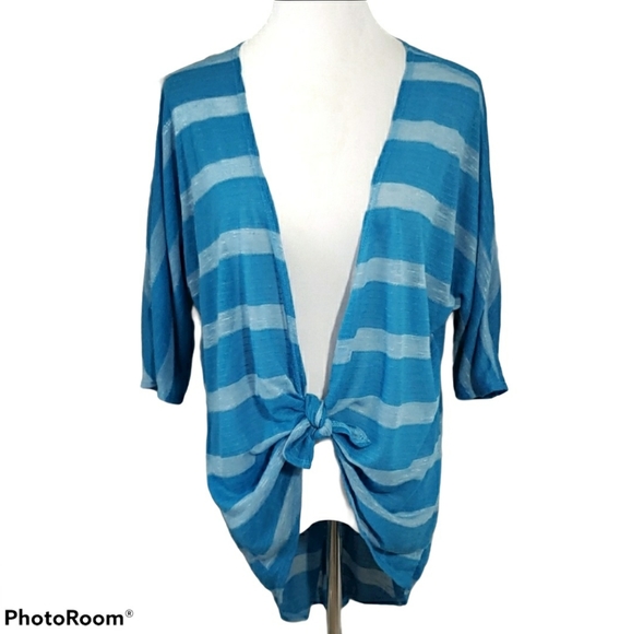 LuLaRoe Lindsay Kimono Blue Striped Size Small - Picture 8 of 8